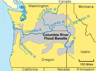 Columbia Nehri Taşkın Bazalt Haritası